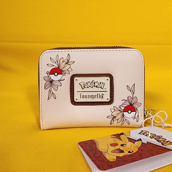 Loungefly Pokémon Pikachu & Eevee Floral Zip Wallet NEW - Picture 6 of 13